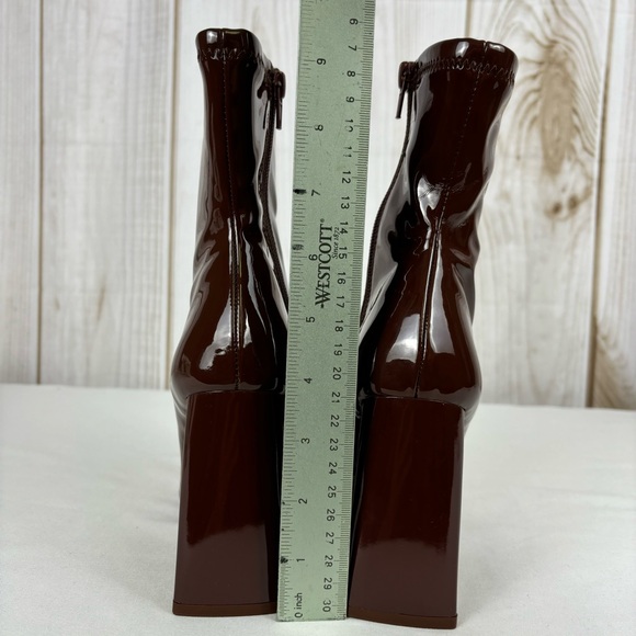 Steve Madden Ticker Boots Retro Funky Flare Chunky Heel Ankle Boot Brown Size 6 - Picture 14 of 16